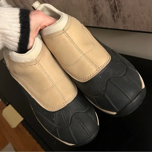 L.L. Bean Tan &amp; Black Leather Neoprene Slip-On Boots, TEK 2.5, Women’s Size 10 M