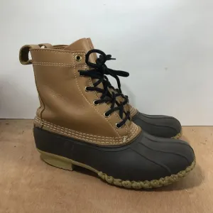LL Bean Womens Bean Boots 8&quot; Leather Unlined Duck Boots Brown Size 8