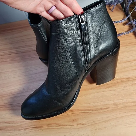 Loeffler Randall Black Leather Ankle Boots Size 10 B