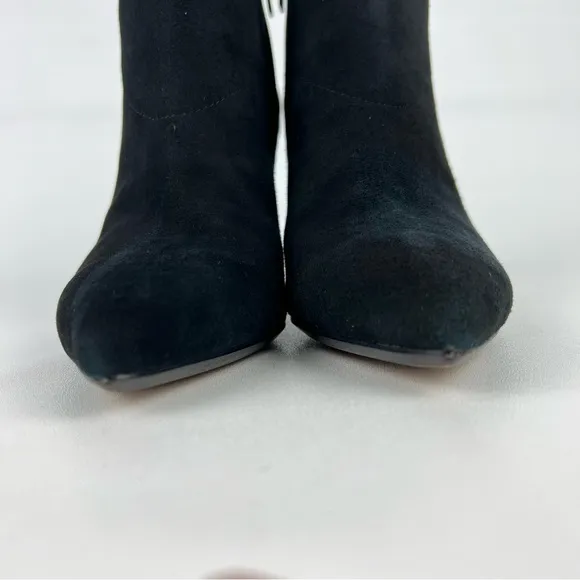 Loeffler Randall Lia Black Ivory Suede Snake Print Block Heel Bootie 6