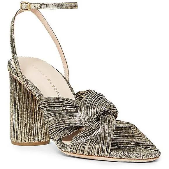 Loeffler Randall Womens Reed Gold Leather Adjustable Pumps Heels Shoes New