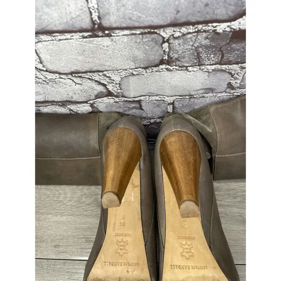 Loeffler Randall Grey Leather Suede Tall Riding Heel Boots Women Sz 8.5B US/39EU