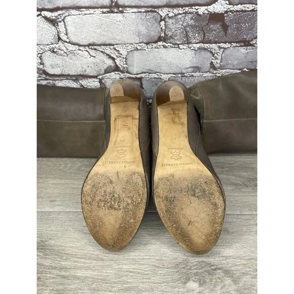 Loeffler Randall Grey Leather Suede Tall Riding Heel Boots Women Sz 8.5B US/39EU