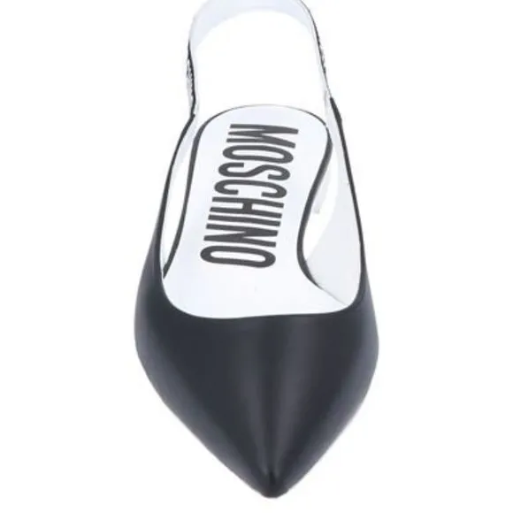 Logo-strap leather Slingback Ballerina Shoes