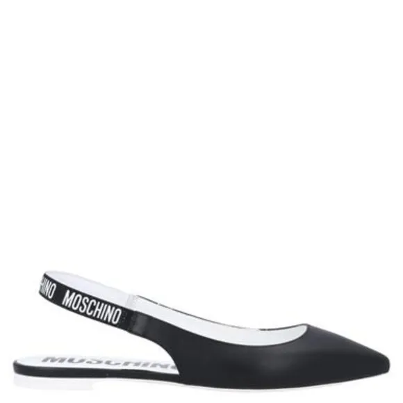 Logo-strap leather Slingback Ballerina Shoes