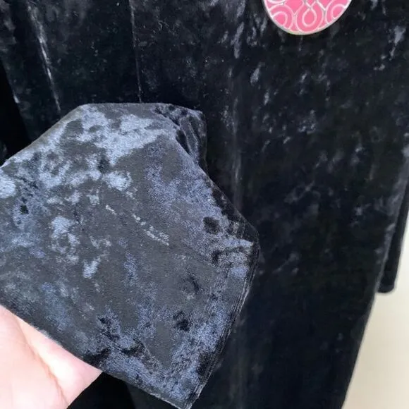 London Times Crushed Velvet Shift Formal Dress Plus 18W Long Sleeve Black