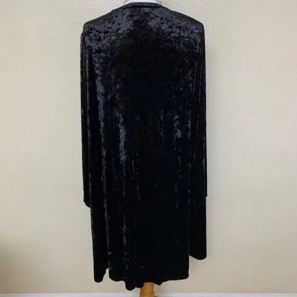 London Times Crushed Velvet Shift Formal Dress Plus 18W Long Sleeve Black