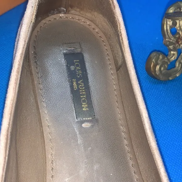Louis Vuitton MA0141 Suede Flat Pumps 34.5 Ladies Beige