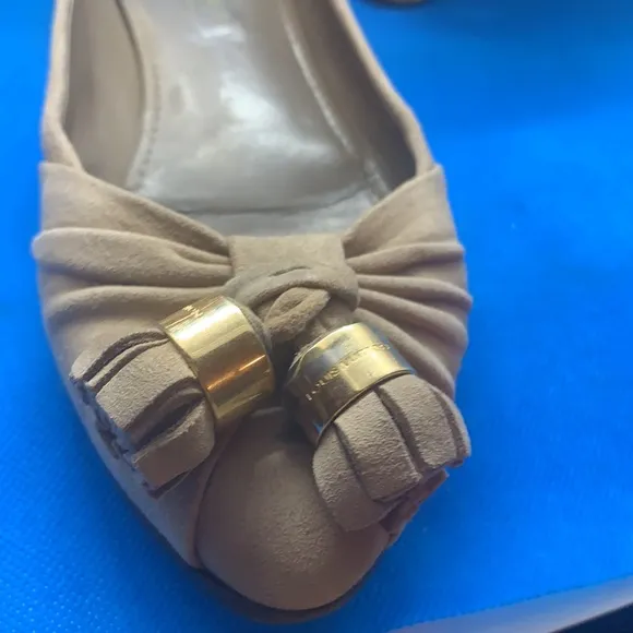 Louis Vuitton MA0141 Suede Flat Pumps 34.5 Ladies Beige