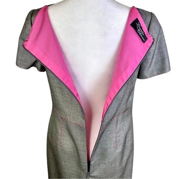 Lourdes Chavez Short Sleeve Sheath Dress w/ Floral Detailing Size 6
