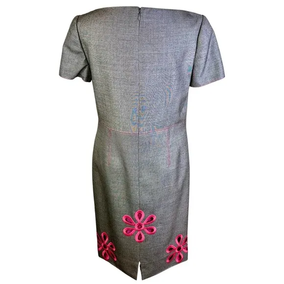 Lourdes Chavez Short Sleeve Sheath Dress w/ Floral Detailing Size 6