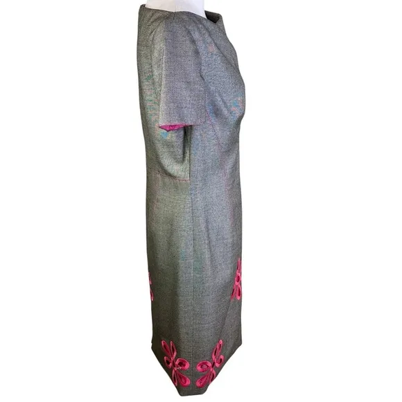 Lourdes Chavez Short Sleeve Sheath Dress w/ Floral Detailing Size 6