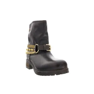 Love Moschino  Gold Tone Embellished Biker Boots-