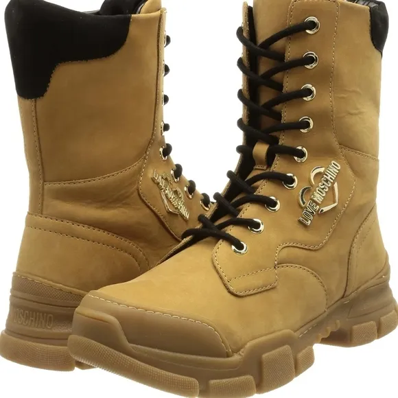 Love Moschino Tan Boots New High-Top Design and Sturdy Sole. Bangladesh sz 39.