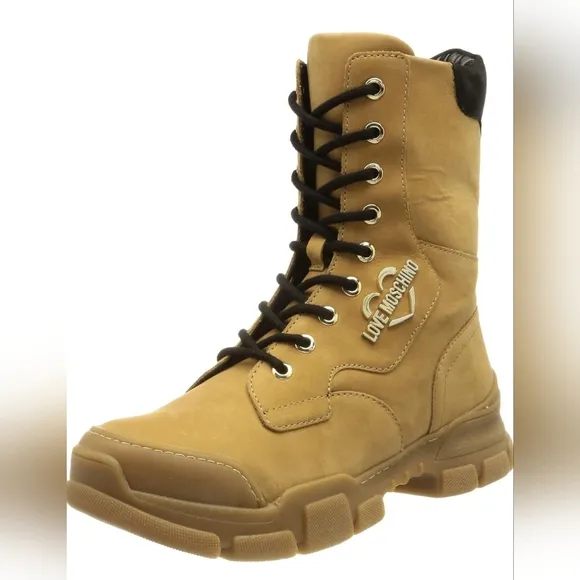 Love Moschino Tan Boots New High-Top Design and Sturdy Sole. Bangladesh sz 39.