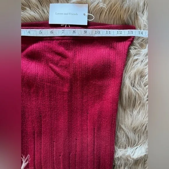 Lovers   Friends SET Sweater &amp; Skirt Mara VNeck Pullover Knit REVOLVE Maroon NWT