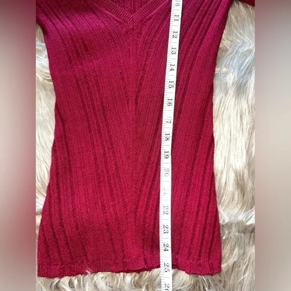 Lovers   Friends SET Sweater &amp; Skirt Mara VNeck Pullover Knit REVOLVE Maroon NWT