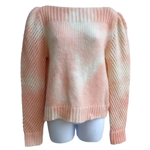 LoveShackFancy ALPaCa Blend Sweater Rosie Tie Dye Pastel Pink Cream Crochet XS