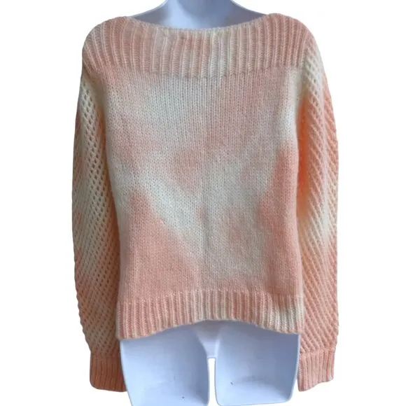 LoveShackFancy ALPaCa Blend Sweater Rosie Tie Dye Pastel Pink Cream Crochet XS