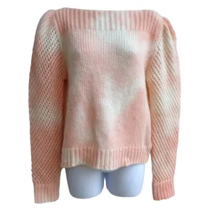 LoveShackFancy ALPaCa Blend Sweater Rosie Tie Dye Pastel Pink Cream Crochet XS