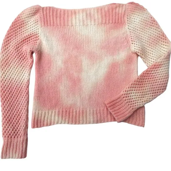 LoveShackFancy ALPaCa Blend Sweater Rosie Tie Dye Pastel Pink Cream Crochet XS