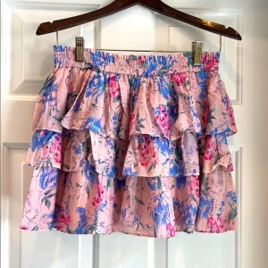 LoveShackFancy pink mini skirt