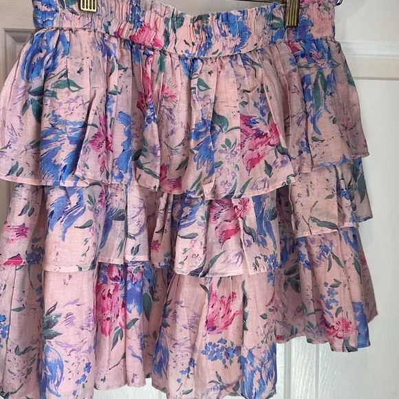 LoveShackFancy pink mini skirt