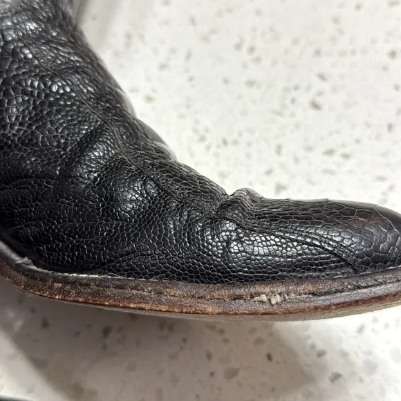 Lucchese 1883 Men’s Ostrich Leg Skin Boots SZ 9 2E style N1120 black leather LUX