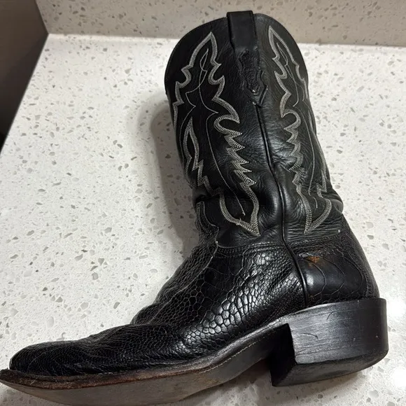 Lucchese 1883 Men’s Ostrich Leg Skin Boots SZ 9 2E style N1120 black leather LUX