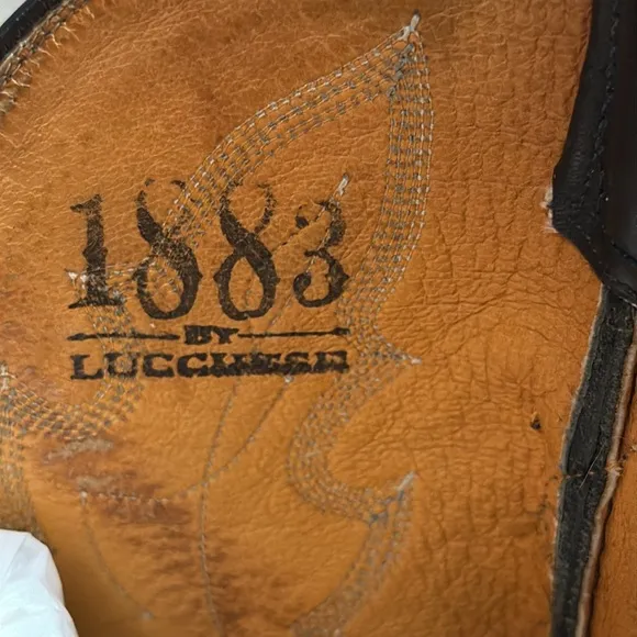 Lucchese 1883 Men’s Ostrich Leg Skin Boots SZ 9 2E style N1120 black leather LUX