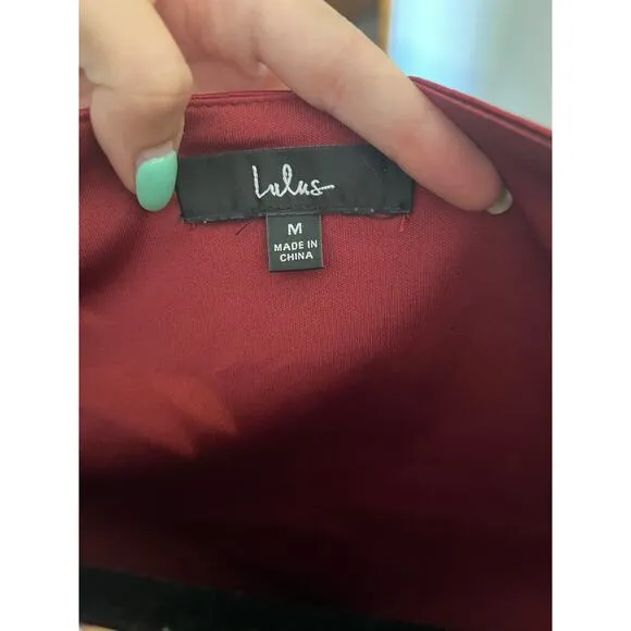 Lulus Burgundy Satin Boat Neck Mini Dress
