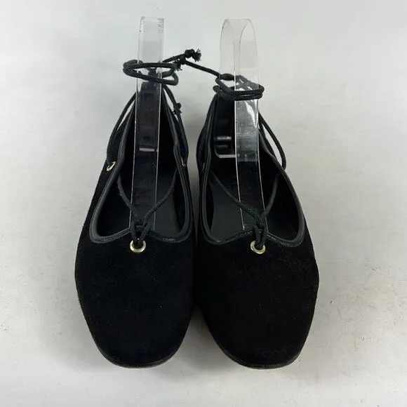 M. Gemi The Odina flat women’s 6 black suede ankle strap round toe ballet