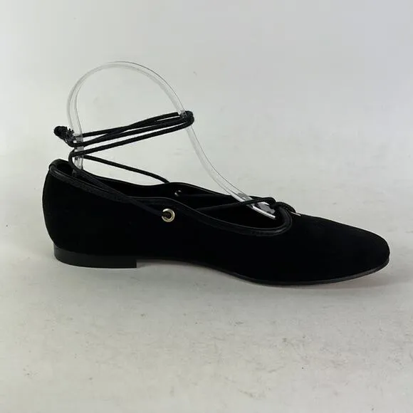 M. Gemi The Odina flat women’s 6 black suede ankle strap round toe ballet