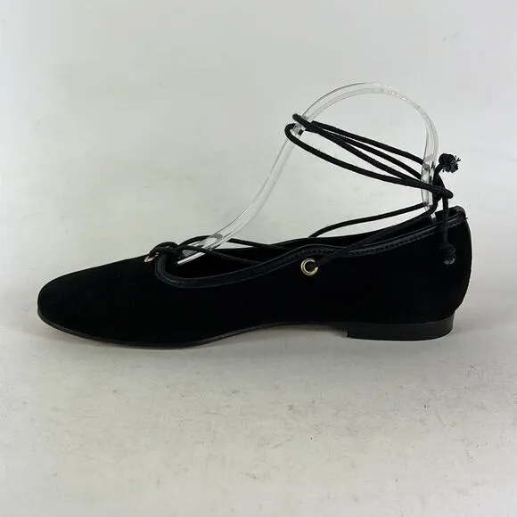 M. Gemi The Odina flat women’s 6 black suede ankle strap round toe ballet