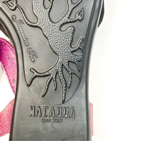 Macanna Italy Pink &amp; Black Leather Heels - Size 5.5 - Vintage Chic!