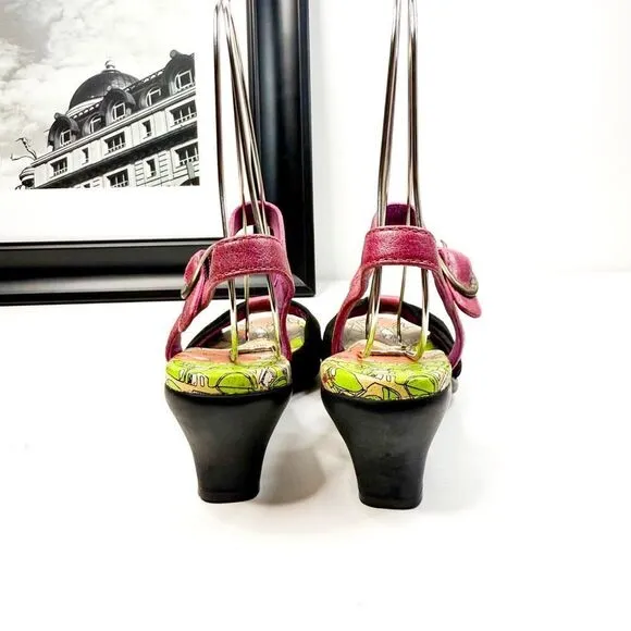 Macanna Italy Pink &amp; Black Leather Heels - Size 5.5 - Vintage Chic!