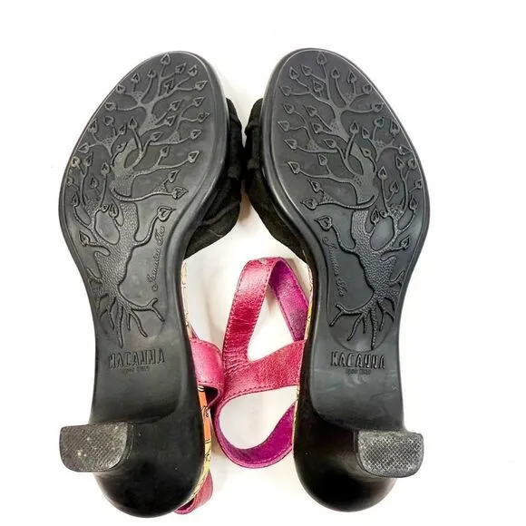 Macanna Italy Pink &amp; Black Leather Heels - Size 5.5 - Vintage Chic!