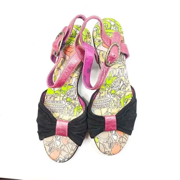 Macanna Italy Pink &amp; Black Leather Heels - Size 5.5 - Vintage Chic!
