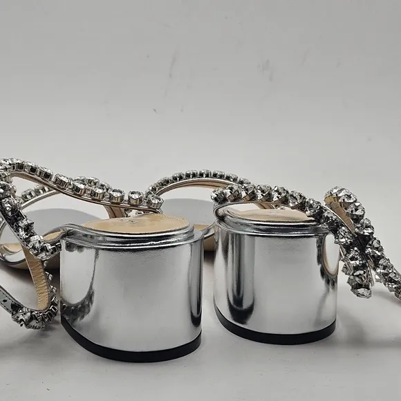 Mach &amp; Mach NEW Silver Ankle Strap Heels Shoes Size 37 7