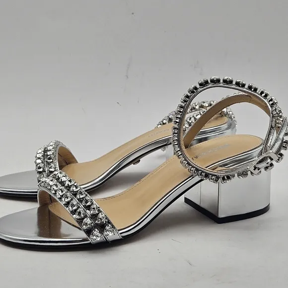Mach &amp; Mach NEW Silver Ankle Strap Heels Shoes Size 37 7