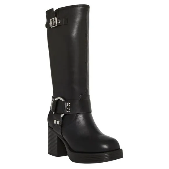 Madden Girl Women's Touring Harnessed Platform Moto Boots Black Size 10