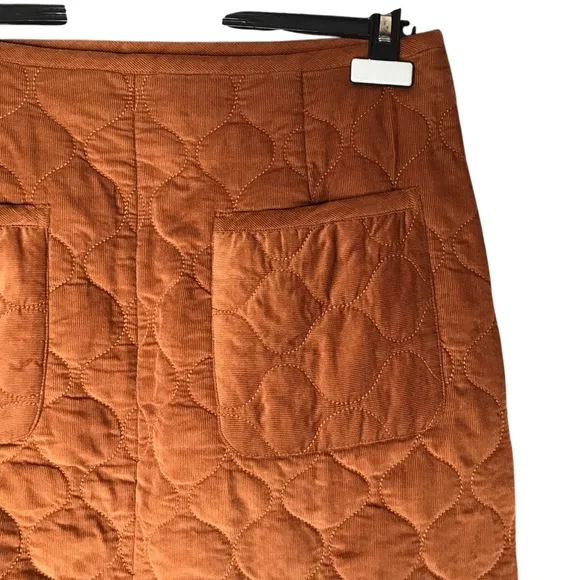 Madewell Corduroy Quilted Mini Skirt Warm Coffee Wrap Buttons Cord Women's 10