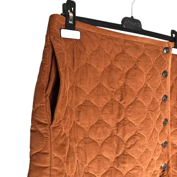 Madewell Corduroy Quilted Mini Skirt Warm Coffee Wrap Buttons Cord Women's 10