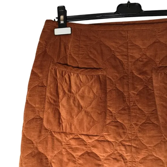 Madewell Corduroy Quilted Mini Skirt Warm Coffee Wrap Buttons Cord Women's 10