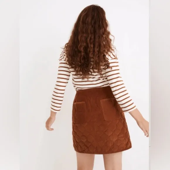 Madewell Curvy Corduroy Quilted Mini Skirt, Sz 10