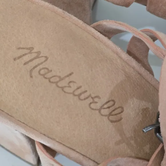 Madewell Dusty Rose Anklestrap Strappy Suede Women's Block Heel Sandals Size 8.5