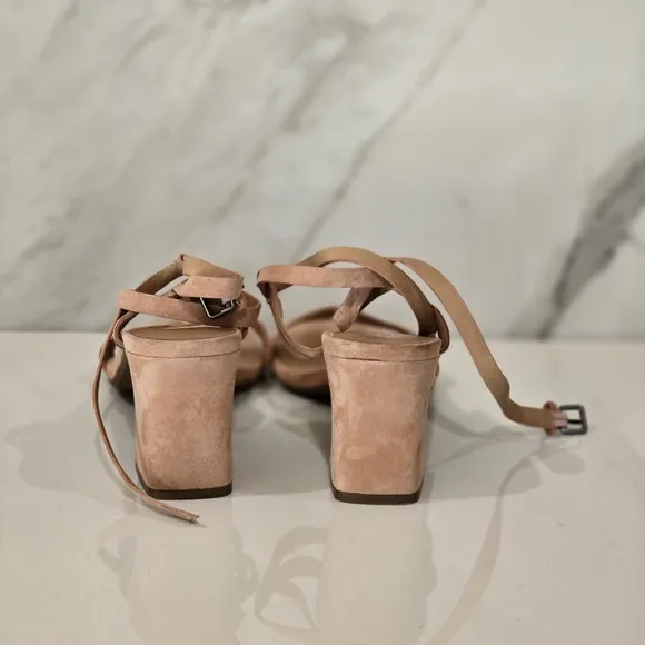 Madewell Dusty Rose Anklestrap Strappy Suede Women's Block Heel Sandals Size 8.5