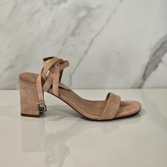 Madewell Dusty Rose Anklestrap Strappy Suede Women's Block Heel Sandals Size 8.5