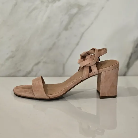 Madewell Dusty Rose Anklestrap Strappy Suede Women's Block Heel Sandals Size 8.5