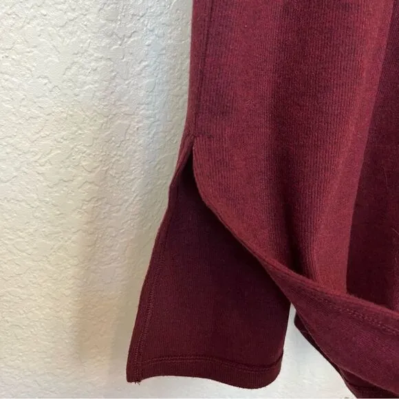 Madewell Long Sleeve Henley Midi Sweater Dress in Heather Rusted Red size Medium